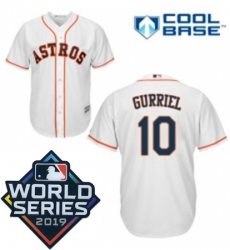 Youth Majestic Houston Astros 10 Yuli Gurriel White Home Cool Base Sitched 2019 World Series Patch jersey