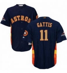 Youth Majestic Houston Astros 11 Evan Gattis Authentic Navy Blue Alternate 2018 Gold Program Cool Base MLB Jersey