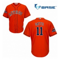 Youth Majestic Houston Astros 11 Evan Gattis Authentic Orange Alternate 2017 World Series Champions Cool Base MLB Jersey