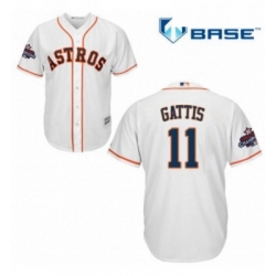 Youth Majestic Houston Astros 11 Evan Gattis Authentic White Home 2017 World Series Champions Cool Base MLB Jersey