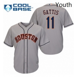 Youth Majestic Houston Astros 11 Evan Gattis Replica Grey Road Cool Base MLB Jersey