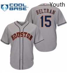 Youth Majestic Houston Astros 15 Carlos Beltran Replica Grey Road Cool Base MLB Jersey