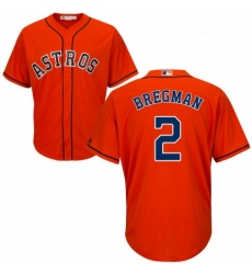Youth Majestic Houston Astros 2 Alex Bregman Authentic Orange Alternate Cool Base MLB Jersey
