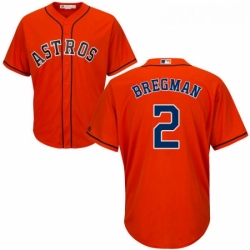 Youth Majestic Houston Astros 2 Alex Bregman Authentic Orange Alternate Cool Base MLB Jersey