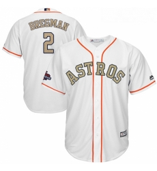 Youth Majestic Houston Astros 2 Alex Bregman Authentic White 2018 Gold Program Cool Base MLB Jersey