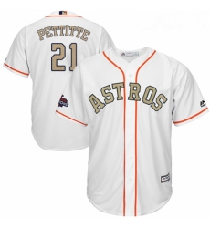 Youth Majestic Houston Astros 21 Andy Pettitte Authentic White 2018 Gold Program Cool Base MLB Jersey
