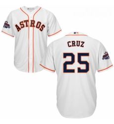 Youth Majestic Houston Astros 25 Jose Cruz Jr Replica White Home 2017 World Series Champions Cool Base MLB Jersey