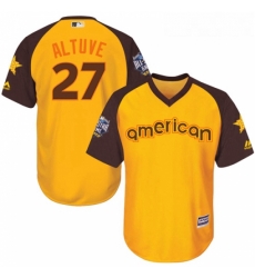 Youth Majestic Houston Astros 27 Jose Altuve Authentic Yellow 2016 All Star American League BP Cool Base MLB Jersey
