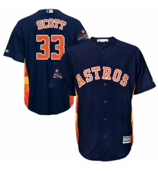 Youth Majestic Houston Astros 33 Mike Scott Replica Navy Blue Alternate 2017 World Series Champions Cool Base MLB Jersey