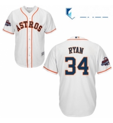 Youth Majestic Houston Astros 34 Nolan Ryan Authentic White Home 2017 World Series Champions Cool Base MLB Jersey