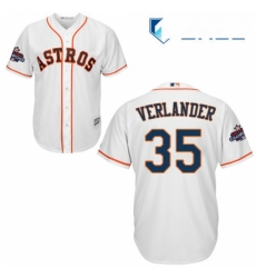 Youth Majestic Houston Astros 35 Justin Verlander Replica White Home 2017 World Series Champions Cool Base MLB Jersey 