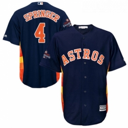 Youth Majestic Houston Astros 4 George Springer Authentic Navy Blue Alternate 2017 World Series Champions Cool Base MLB Jersey