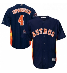 Youth Majestic Houston Astros 4 George Springer Replica Navy Blue Alternate 2017 World Series Champions Cool Base MLB Jersey
