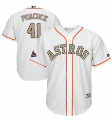 Youth Majestic Houston Astros 41 Brad Peacock Authentic White 2018 Gold Program Cool Base MLB Jersey 
