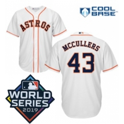 Youth Majestic Houston Astros 43 Lance McCullers White Home Cool Base Sitched 2019 World Series Patch Jersey