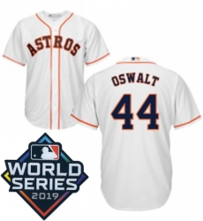 Youth Majestic Houston Astros 44 Roy Oswalt White Home Cool Base Sitched 2019 World Series Patch Jersey