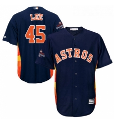 Youth Majestic Houston Astros 45 Carlos Lee Replica Navy Blue Alternate 2017 World Series Champions Cool Base MLB Jersey