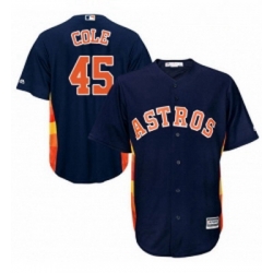 Youth Majestic Houston Astros 45 Gerrit Cole Authentic Navy Blue Alternate Cool Base MLB Jersey 