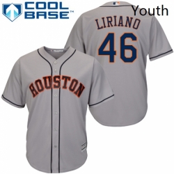 Youth Majestic Houston Astros 46 Francisco Liriano Authentic Grey Road Cool Base MLB Jersey 