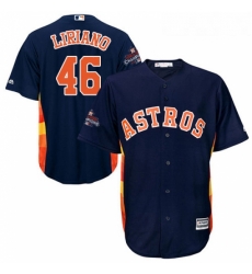 Youth Majestic Houston Astros 46 Francisco Liriano Authentic Navy Blue Alternate 2017 World Series Champions Cool Base MLB Jersey 
