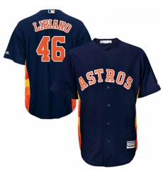 Youth Majestic Houston Astros 46 Francisco Liriano Authentic Navy Blue Alternate Cool Base MLB Jersey 