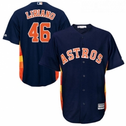 Youth Majestic Houston Astros 46 Francisco Liriano Authentic Navy Blue Alternate Cool Base MLB Jersey 