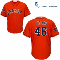 Youth Majestic Houston Astros 46 Francisco Liriano Authentic Orange Alternate 2017 World Series Champions Cool Base MLB Jersey 