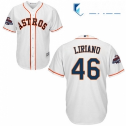 Youth Majestic Houston Astros 46 Francisco Liriano Authentic White Home 2017 World Series Champions Cool Base MLB Jersey 