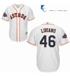 Youth Majestic Houston Astros 46 Francisco Liriano Replica White Home 2017 World Series Champions Cool Base MLB Jersey 