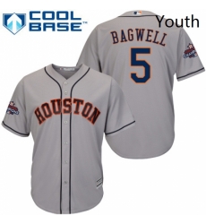 Youth Majestic Houston Astros 5 Jeff Bagwell Authentic Grey Road 2017 World Series Champions Cool Base MLB Jersey