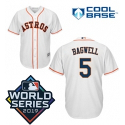 Youth Majestic Houston Astros 5 Jeff Bagwell White Home Cool Base Sitched 2019 World Series Patch Jersey