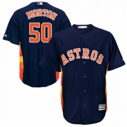 Youth Majestic Houston Astros 50 Charlie Morton Authentic Navy Blue Alternate Cool Base MLB Jersey 