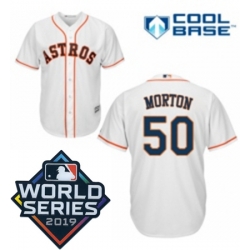 Youth Majestic Houston Astros 50 Charlie Morton White Home Cool Base Sitched 2019 World Series Patch jersey