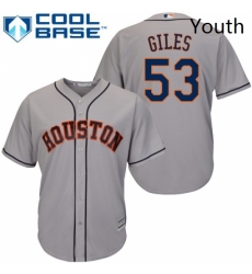 Youth Majestic Houston Astros 53 Ken Giles Authentic Grey Road Cool Base MLB Jersey 