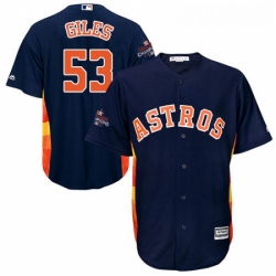 Youth Majestic Houston Astros 53 Ken Giles Authentic Navy Blue Alternate 2017 World Series Champions Cool Base MLB Jersey 