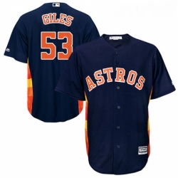 Youth Majestic Houston Astros 53 Ken Giles Replica Navy Blue Alternate Cool Base MLB Jersey 