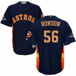 Youth Majestic Houston Astros 56 Hector Rondon Authentic Navy Blue Alternate 2018 Gold Program Cool Base MLB Jersey 