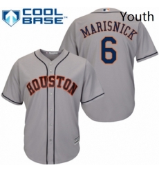 Youth Majestic Houston Astros 6 Jake Marisnick Authentic Grey Road Cool Base MLB Jersey 