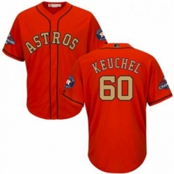 Youth Majestic Houston Astros 60 Dallas Keuchel Authentic Orange Alternate 2018 Gold Program Cool Base MLB Jersey