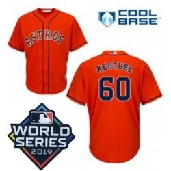 Youth Majestic Houston Astros 60 Dallas Keuchel Orange Alternate Cool Base Sitched 2019 World Series Patch Jersey