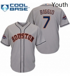 Youth Majestic Houston Astros 7 Craig Biggio Authentic Grey Road 2017 World Series Champions Cool Base MLB Jersey