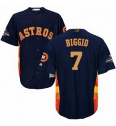 Youth Majestic Houston Astros 7 Craig Biggio Authentic Navy Blue Alternate 2018 Gold Program Cool Base MLB Jersey
