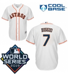 Youth Majestic Houston Astros 7 Craig Biggio White Home Cool Base Sitched 2019 World Series Patch Jersey