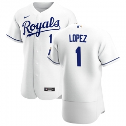 Men Kansas City Royals 1 Nicky Lopez Men Nike White Home 2020 Flex Base Player MLB Jersey