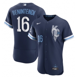 Men Kansas City Royals 16 Andrew Benintendi 2022 Navy City Connect Flex Base Stitched MLB jersey