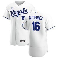 Men Kansas City Royals 16 Kelvin Gutierrez Men Nike White Home 2020 Flex Base Player MLB Jersey
