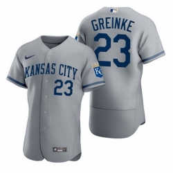 Men Kansas City Royals 23 Zack Greinke Grey Flex Base Stitched jersey