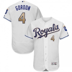 Men Kansas City Royals 4 Alex Gordon White Gold Flex Base Stitched jersey