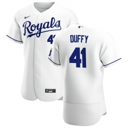 Men Kansas City Royals 41 Danny Duffy Men Nike White Home 2020 Flex Base Player MLB Jersey