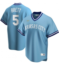 Men Kansas City Royals 5 George Brett Nike Road Cooperstown Collection Player MLB Jersey Light Blue